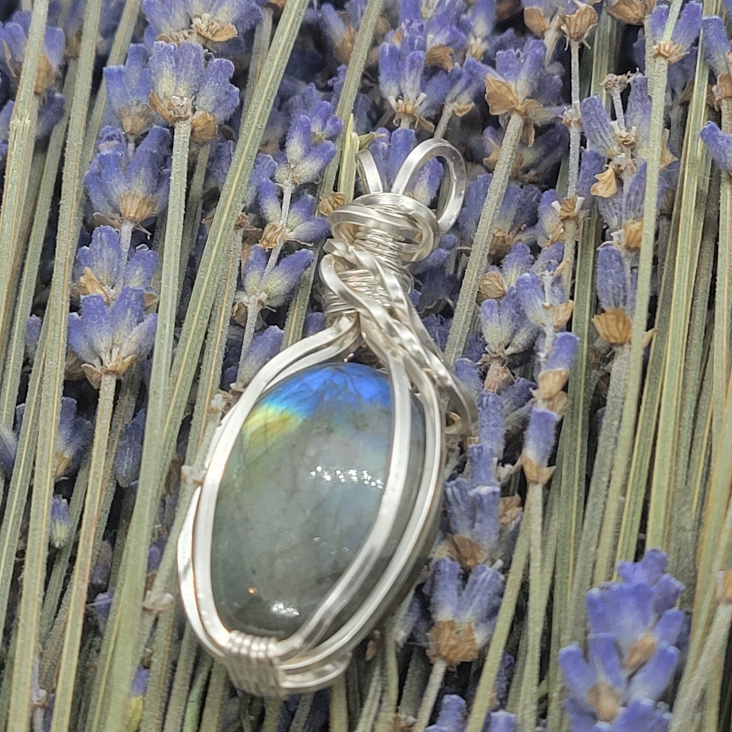 Wire wrapped Labradorite cabochon