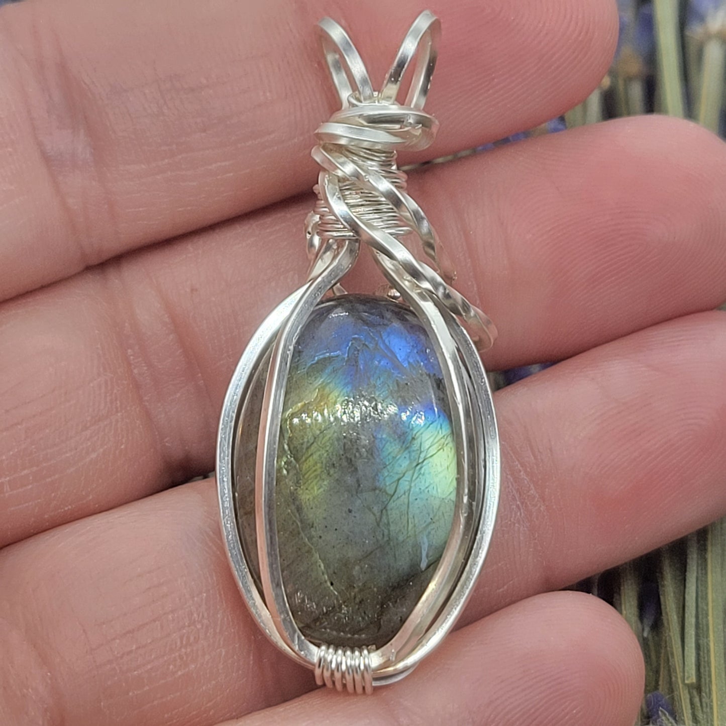 Wire wrapped Labradorite cabochon