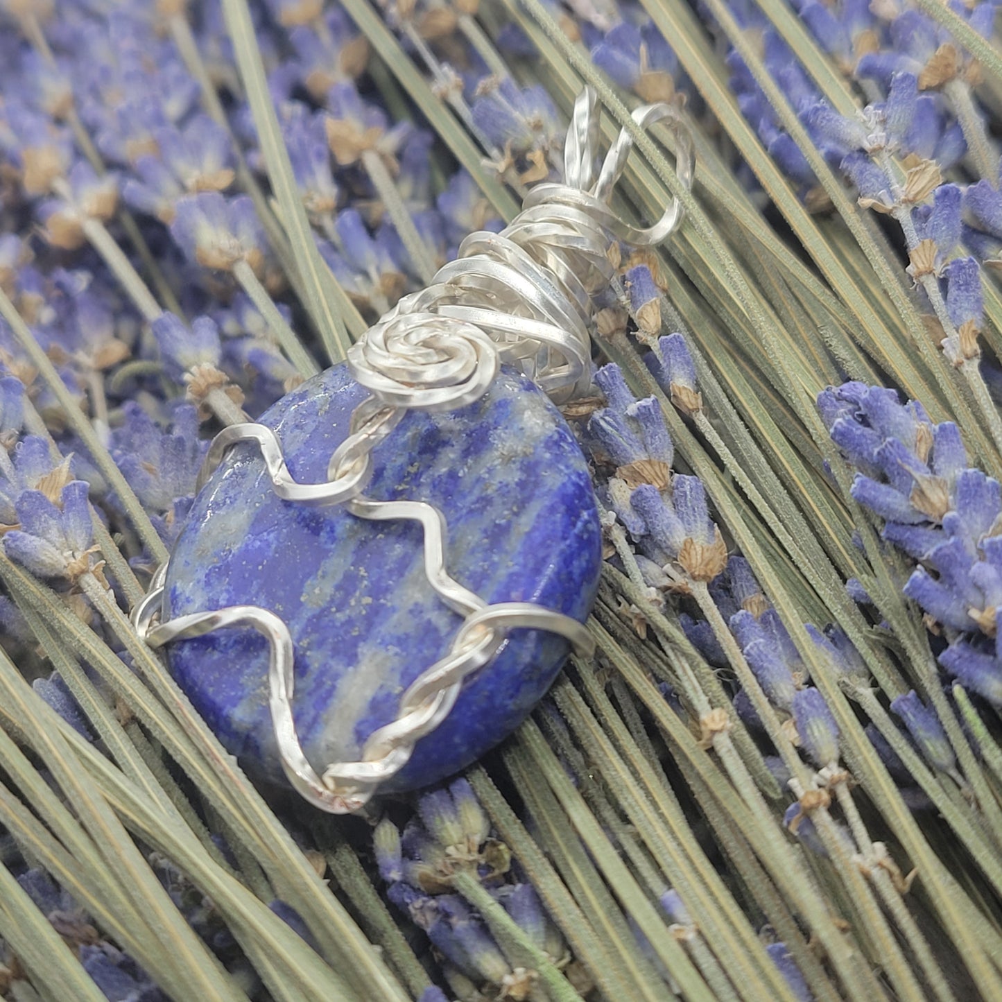 Wire wrapped  lapis lazuli crystal necklace