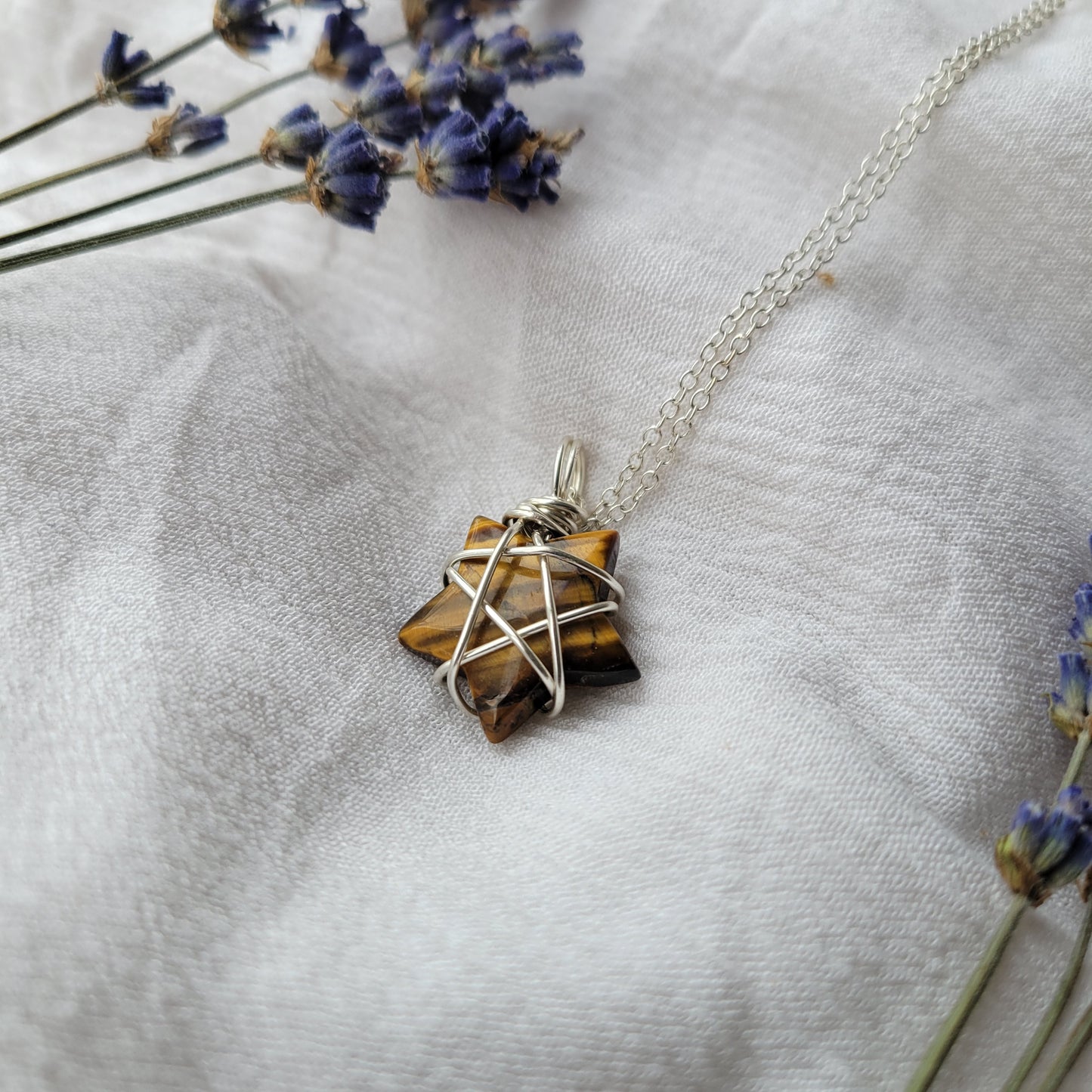 tigers eye star necklace