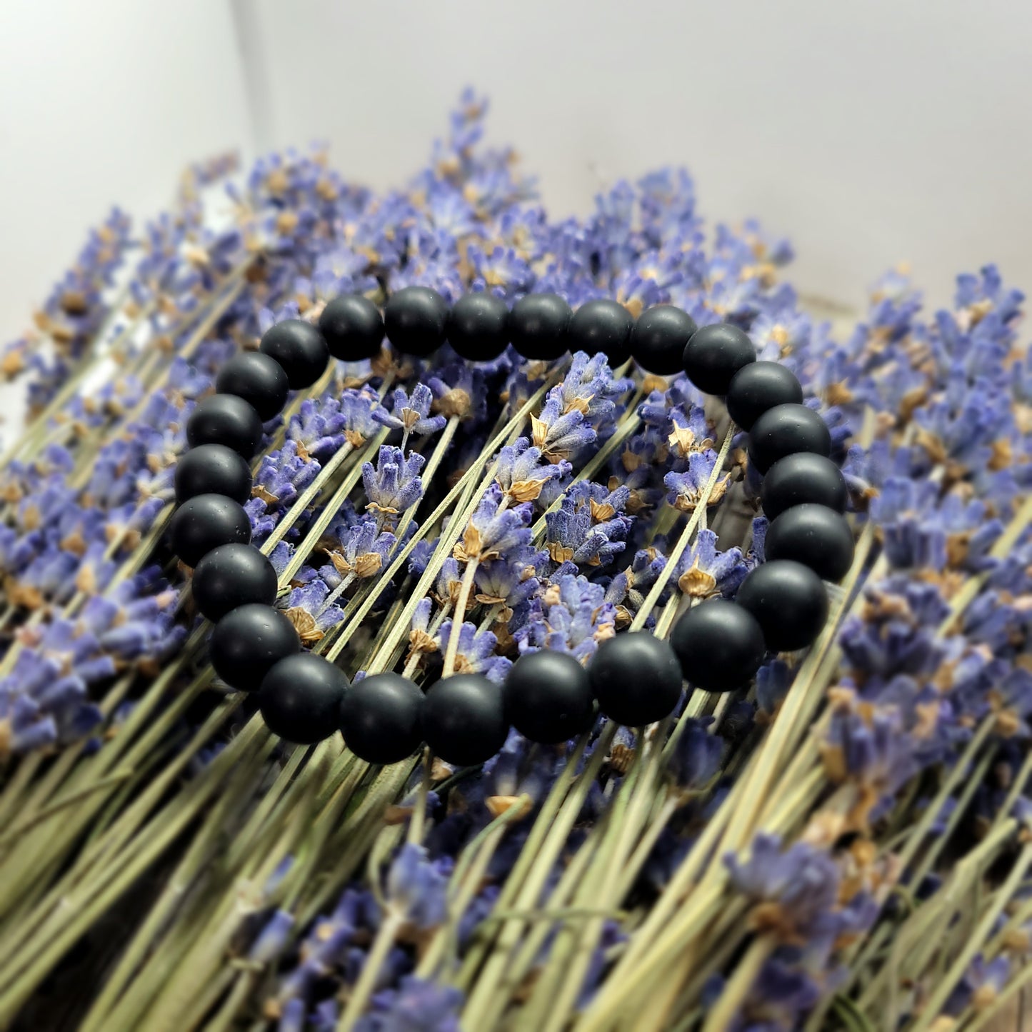 Black Agate Bead Bracelet