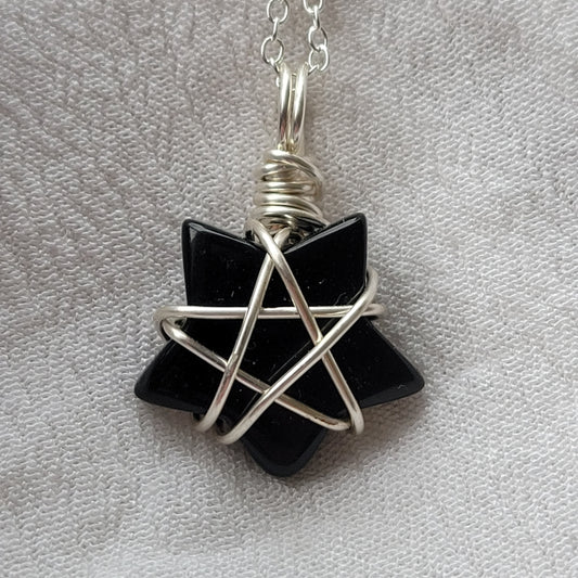 Black onyx star necklace