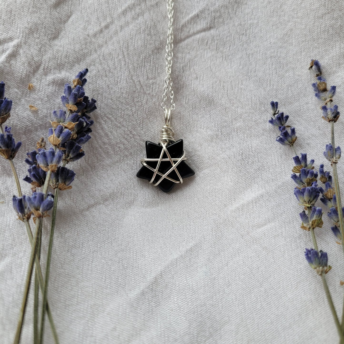 Black onyx star necklace