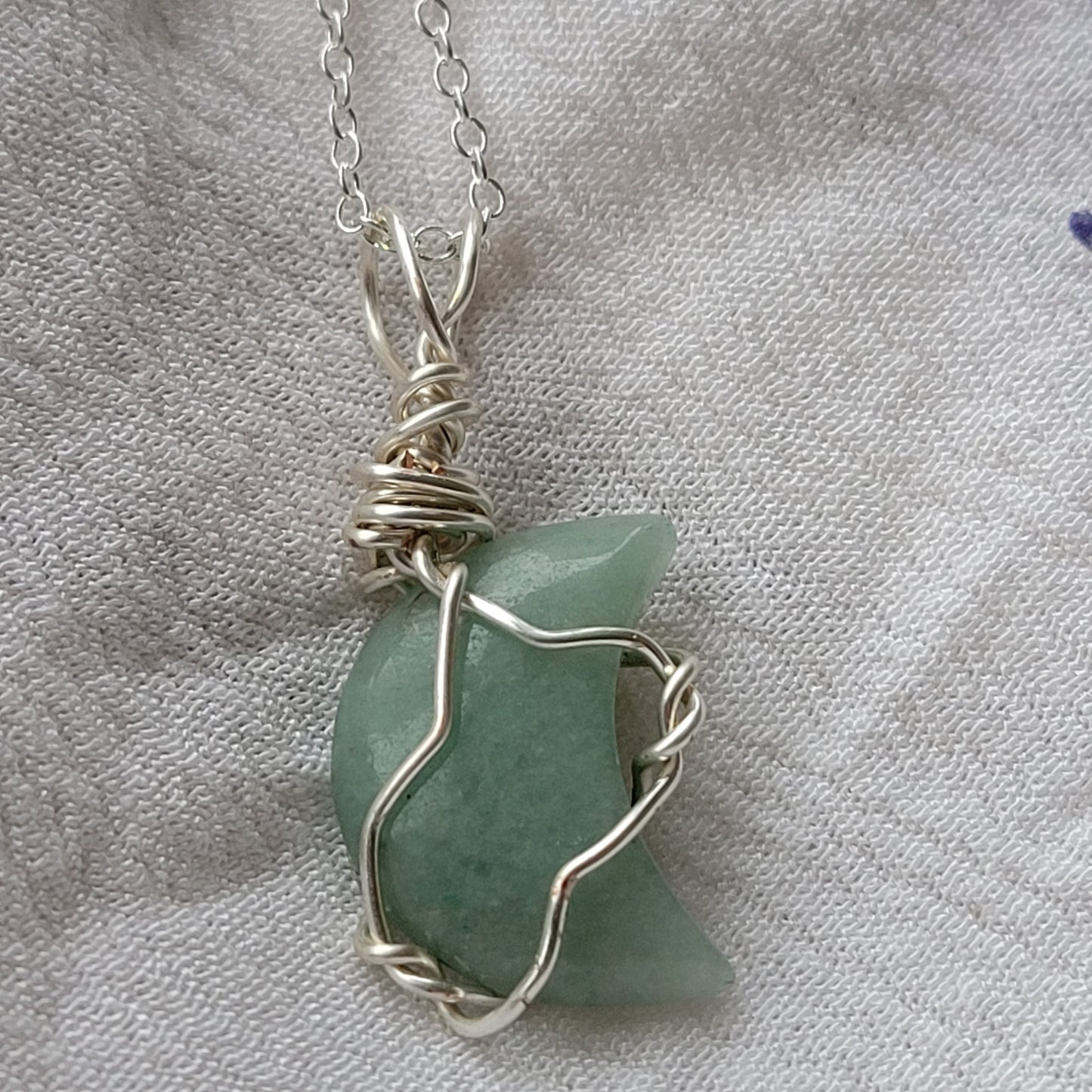 Green aventurine moon necklace