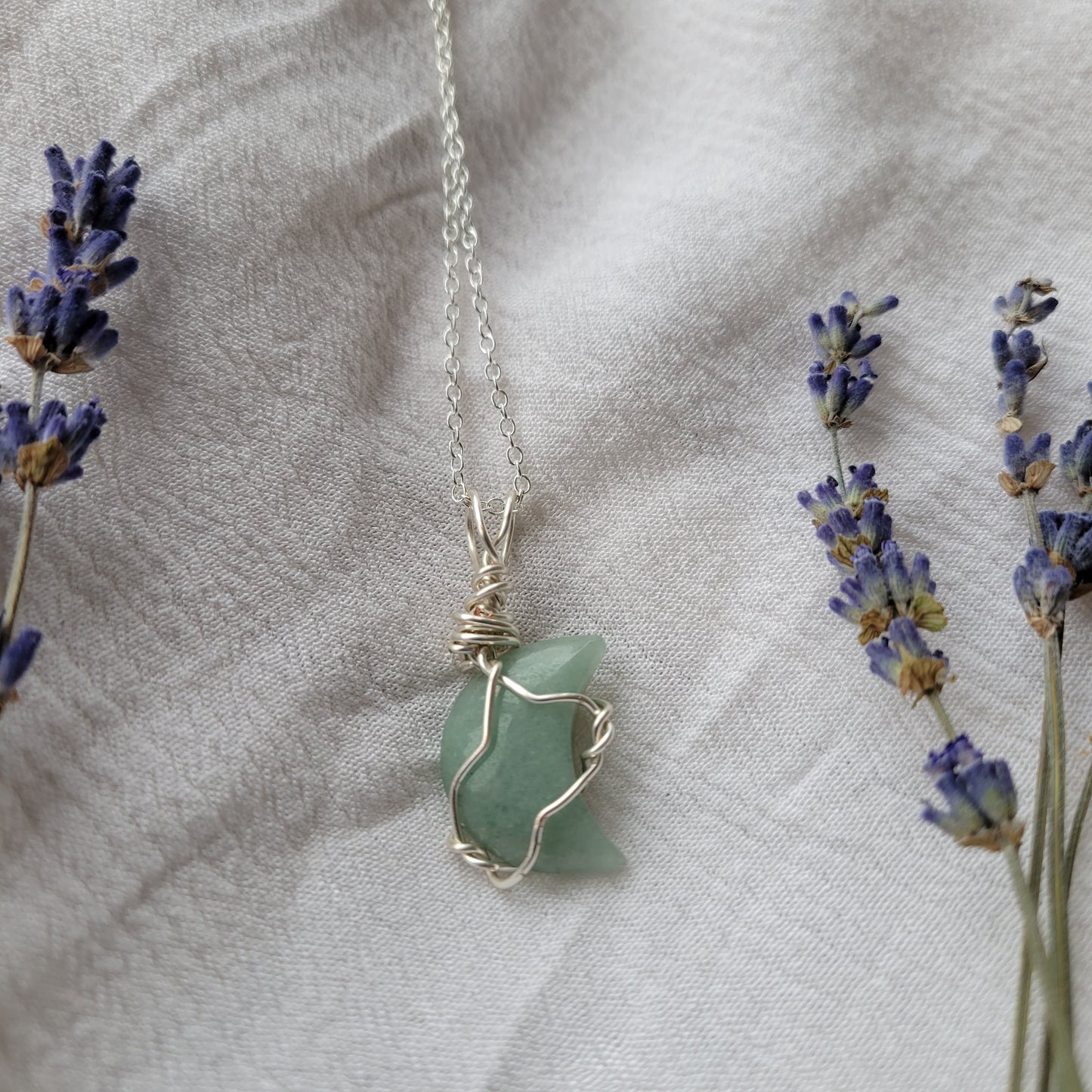 Green aventurine moon necklace