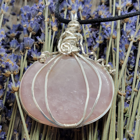 Rose Quartz Pumpkin Necklace